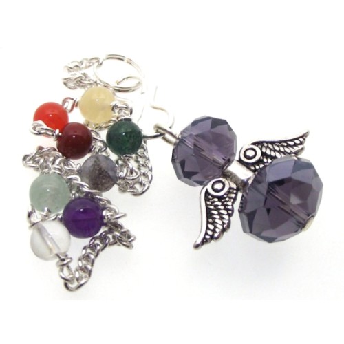 Violet Crystal Angel Charm Chakra Pendulum